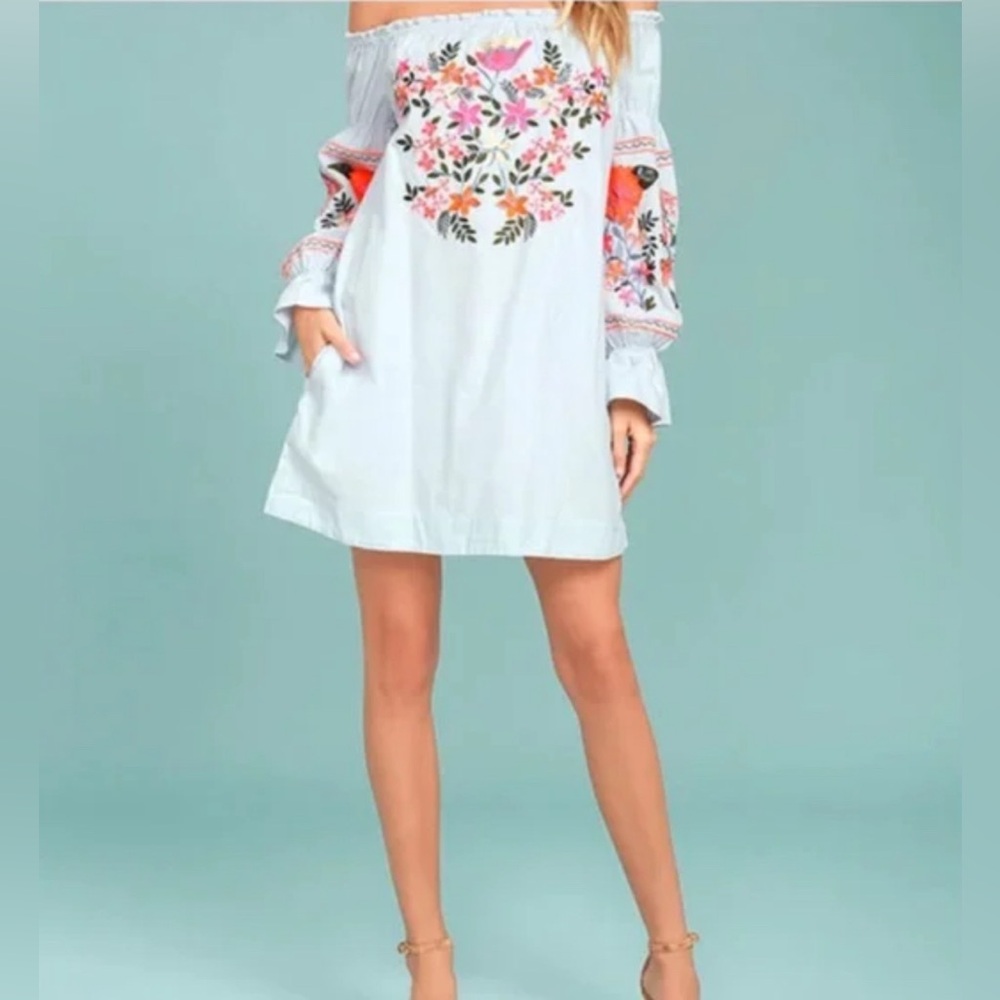 Free People embroidered off the shoulder dress